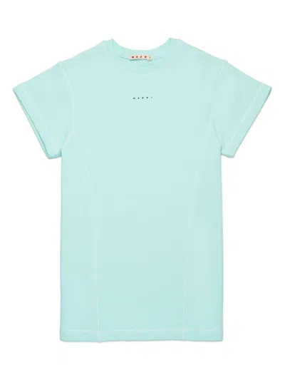 Marni Kids' Logo-print T-shirt Dress In Blue