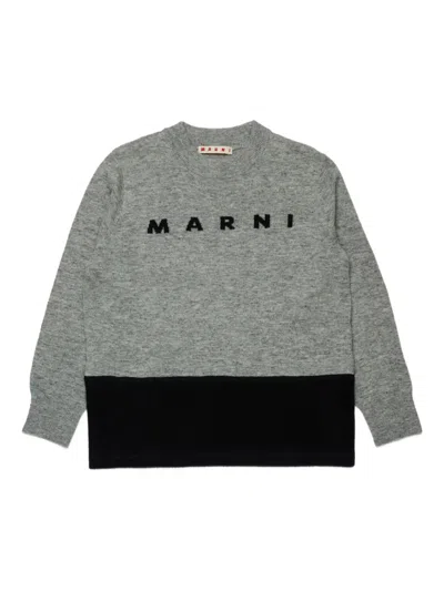 Marni Kids' Logo-print T-shirt In Gray