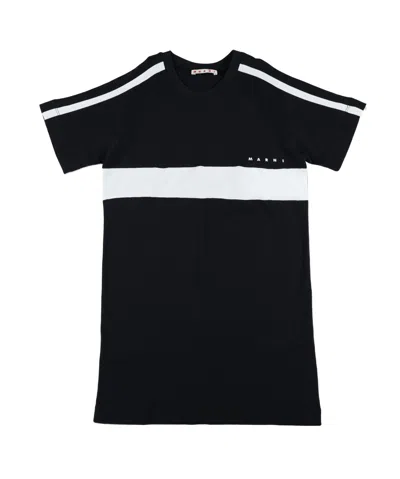 Marni Logo-print T-shirt Minidress In Black