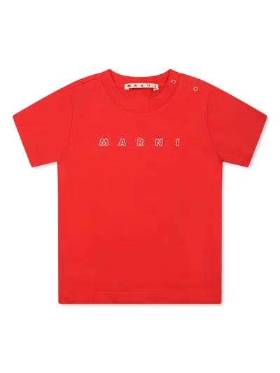 Marni Babies' Logo-print T-shirt In Red