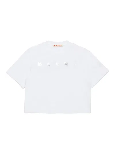 Marni Kids' Logo-print T-shirt In White