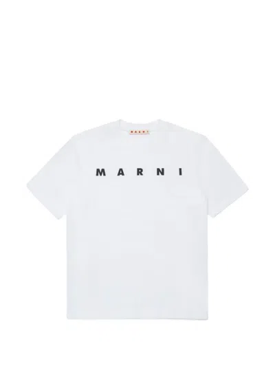 Marni Kids Logo T-shirt In White