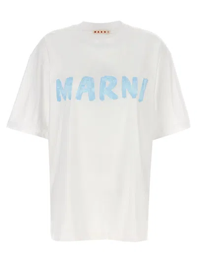 Marni Logo Print T-shirt In White
