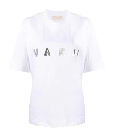Marni Logo Print T-shirt In White