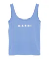 Marni Contemporary Blue Cotton Tank Top With Brushstroke Logo In Blue
