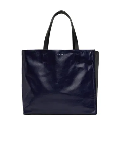 Marni Logo Print Tote Bag In Black