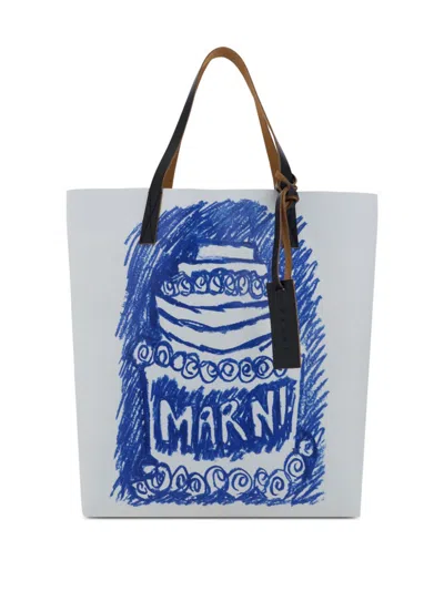 Marni Logo-print Tote Bag In 白色
