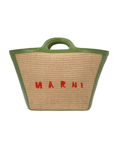 Marni Logo-print Tote Bag In Nude