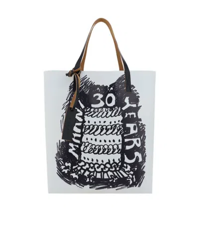 Marni Logo-print Tote Bag In White