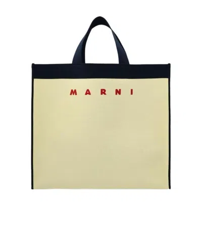 Marni Logo-print Tote Bag In Yellow