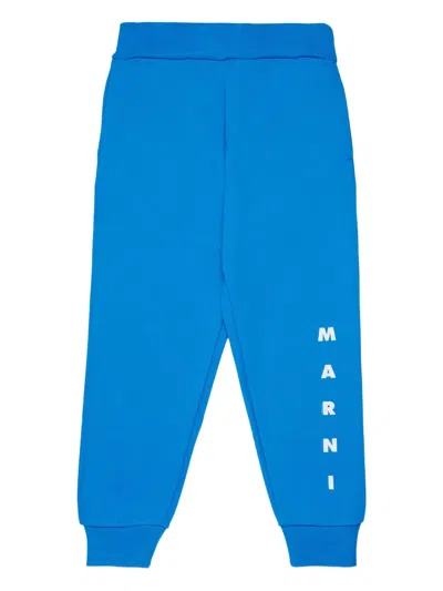 Marni Kids' Logo-print Track Pants In Blue