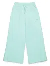 Marni Pantaloni Wide Leg In Felpa Con Logo In Green