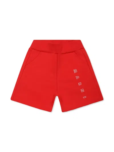 Marni Babies' Logo-print Track Shorts In Red
