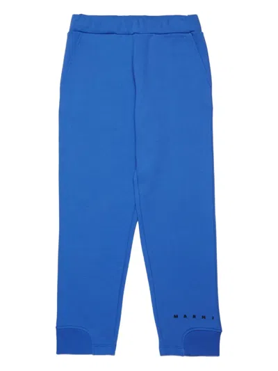 Marni Kids' Logo-print Trousers In Blue