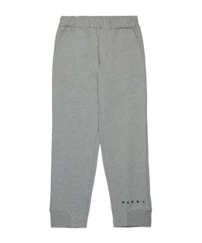 Marni Kids' Logo-print Trousers In Gray