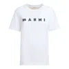 Marni Oversized Cotton T-shirt With Front Logo In White