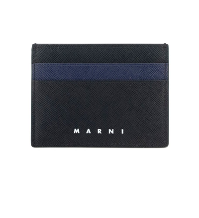 Marni Logo Printed Card Holder In Black