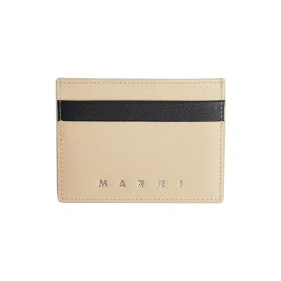 Pre-owned Marni Logo Printed Card Holder 'talc/night Blue' | Brown | Men's Size Onesize