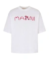 Marni Cotton T-shirt With Flocked Animal Alphabet Logo In White