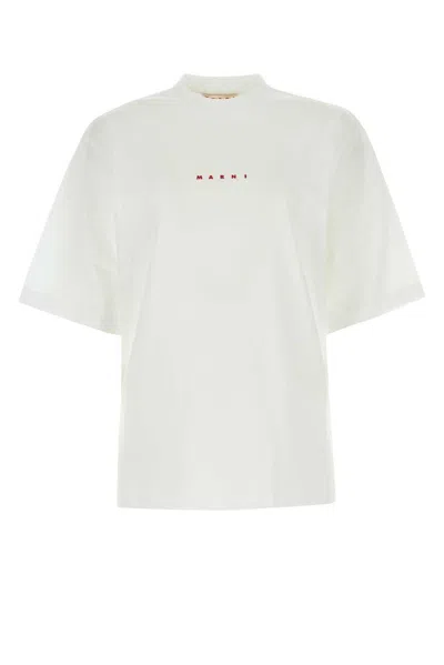Marni Logo Printed Crewneck T-shirt In White