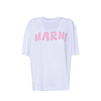 Marni Logo Printed Crewneck T In White