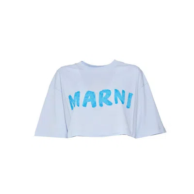 Marni Logo Printed Cropped T In White