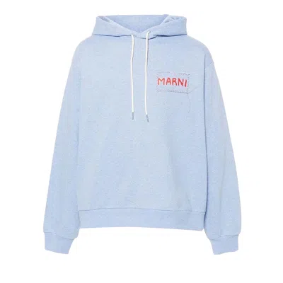 Pre-owned Marni Logo Printed Drawstring Hoodie 'light Blue' | Men's Size 50