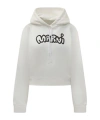 Marni Logo Printed Drawstring Hoodie In White
