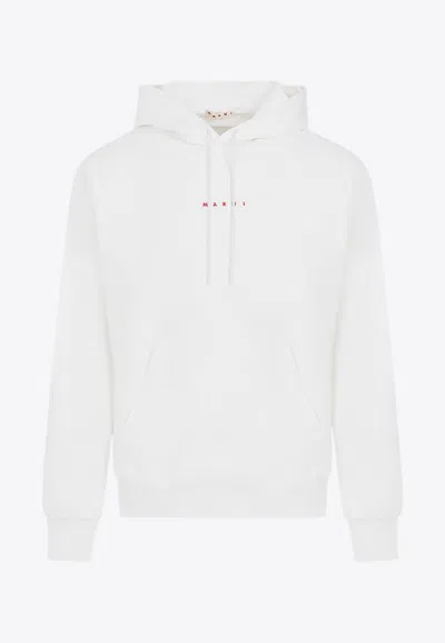 Marni Logo-printed Hooded Sweatshirt In White