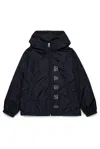 Marni Logo Printed Hooded Windbreaker Jacket In Black