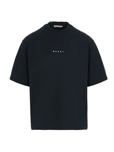 Marni Men Logo Printed T-shirt In Blue