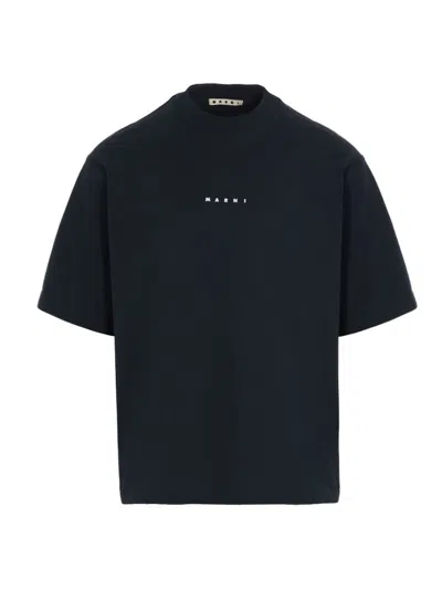 Marni Men Logo Printed T-shirt In Blue