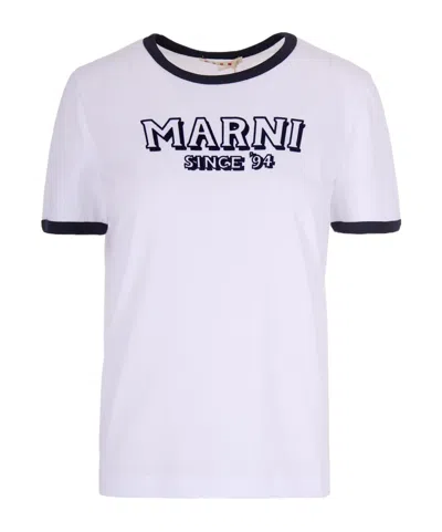 Marni Logo Printed T-shirt In White