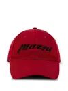 Marni Deep Red Cotton Baseball Cap With Embroidered Lettering In Red