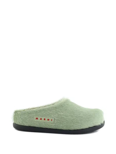 Marni Logo Sandals In Green