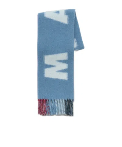 MARNI MARNI LOGO DETAILED FRINGED SCARF