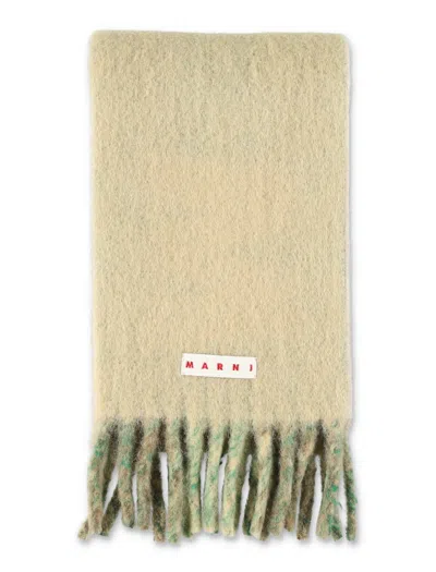 Marni Scarf Logo In Neutrals