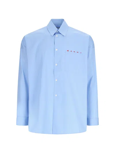 Marni Logo Shirt In Blue