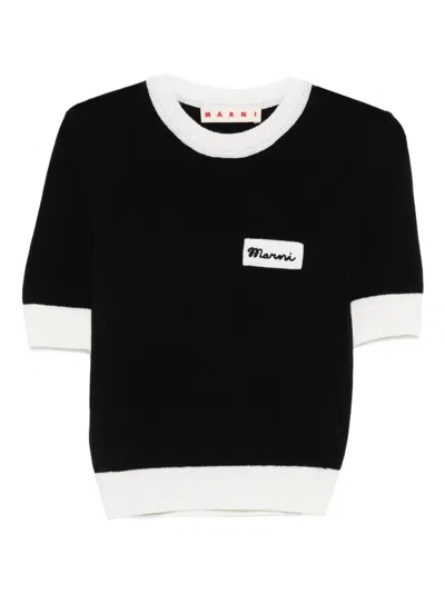 Marni Logo Short-sleeve Top In Black