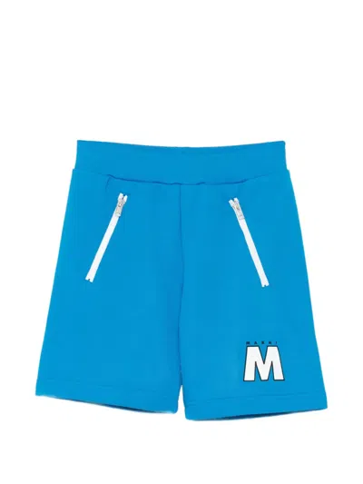 Marni Kids' Logo Shorts In Blue