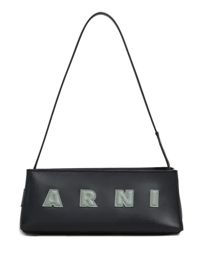 Marni Logo Shoulder Bag In Black