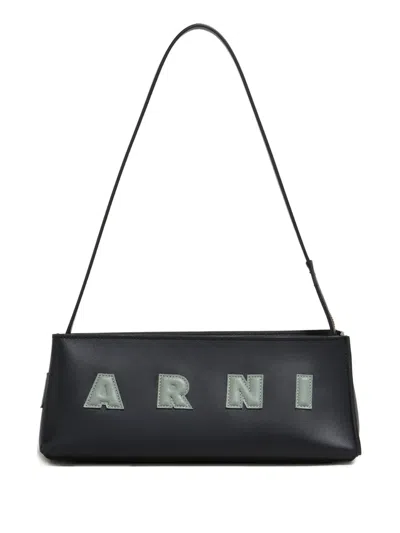 Marni Logo Shoulder Bag In Black