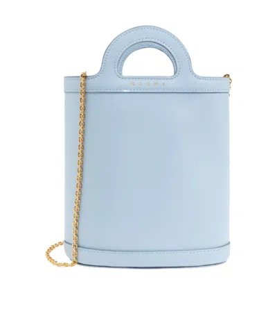 Marni Logo Shoulder Bag In Blue