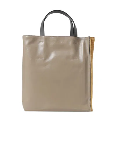 Marni Logo Shoulder Bag In Nude