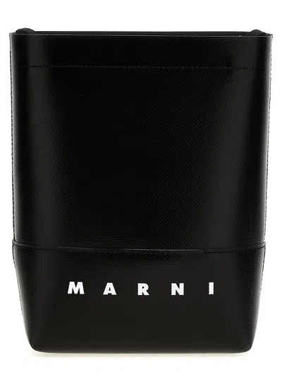 Marni Logo Shoulder Strap Crossbody Bags Black