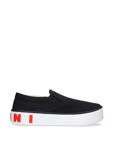 Marni Logo Slip-on Sneakers In Black