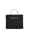 Marni Large Raffia Effect Fabric Tote Bag In Black