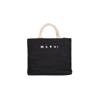 Marni Logo Small Tote Bag In Black