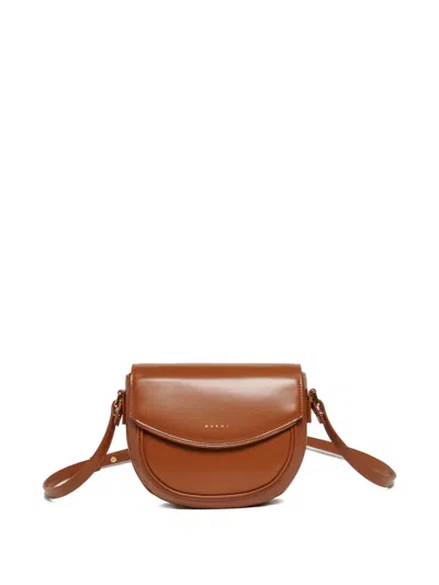 Marni Kids' Logo Smile Shoulder Bag In Brown