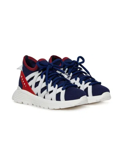 Marni Kids' Logo Sneakers In Blue